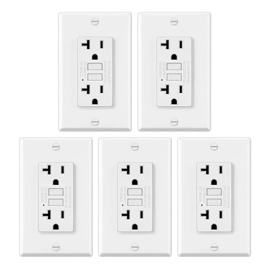 GFCI Outlets 20 Amp, Non-Tamper Resistant, Decor GFI Receptacles with LED Indicator, Ground Fault Circuit Interrupter, Wallplate Included, ETL Listed, White