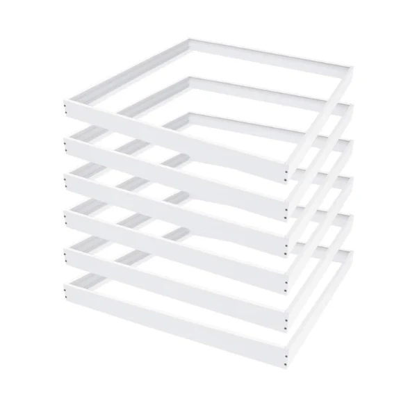 2x2 LED Panel Light Surface Mount – 6 Pack, Aluminum 2x2FT Ceiling Frame Kit with Screws, Easy Install, Durable White Frame for Flat Panel Lights