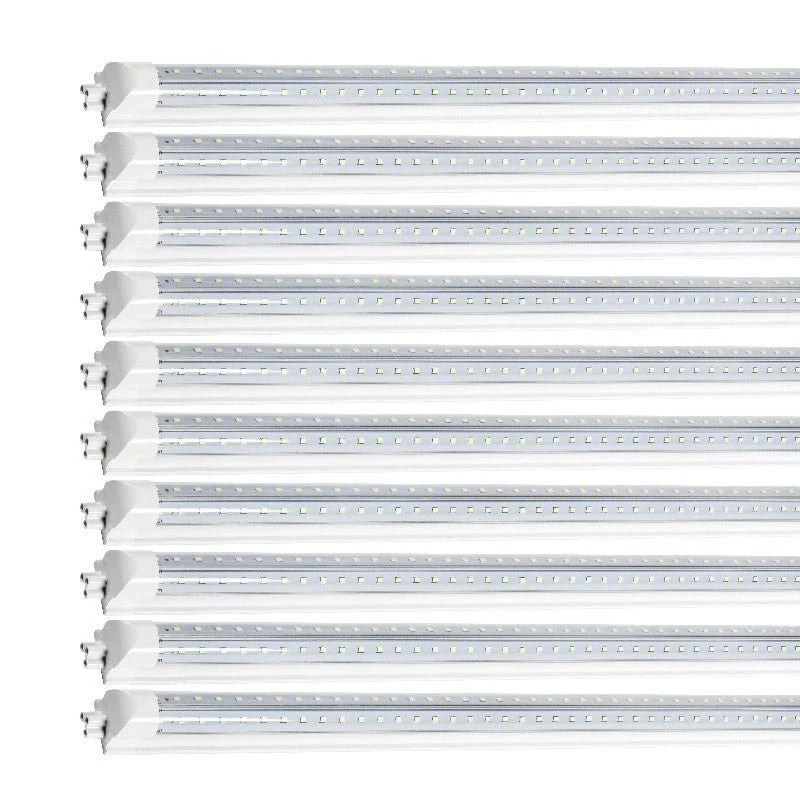 LED Shop Light, 90W 11700LM 6500K, 8FT V Shaped Integrated Fixture, T8 Tube Light, Cool White, Clear Cover, Higher Brightness, LED Shop Lights for Garage Warehouse Workshop 10 Pack