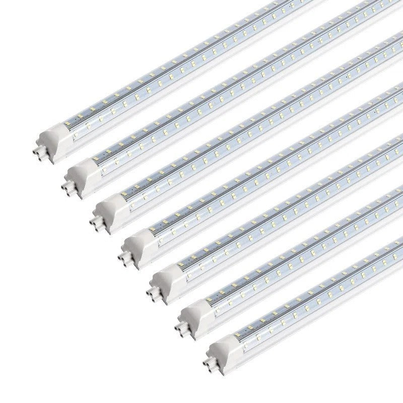 LED Shop Light, 50W 6500LM 6500K, 4FT 270° Angle 4 Row LEDs V Shaped Integrated Fixture, T8 Tube Light, Cool White, Clear Cover, Higher Brightness, LED Shop Lights For Garage Warehouse Workshop