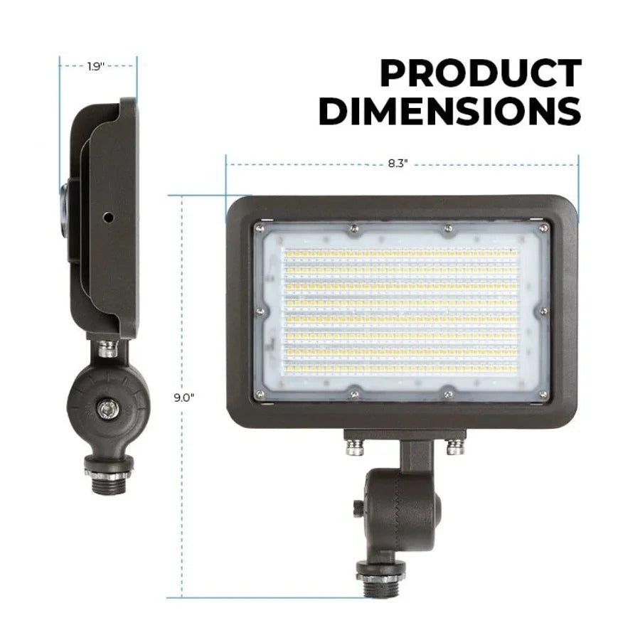 LED Flood Light – Knuckle Mount, Selectable Wattage (30W/40W/50W) & CCT (3000K/4000K/5000K), 7,250 lm, 200W MH Equivalent, IP65 Waterproof, Integrated Photocell, UL/DLC Certified, Dimmable 0-10V, 50,000 Hrs, 3-Year Warranty