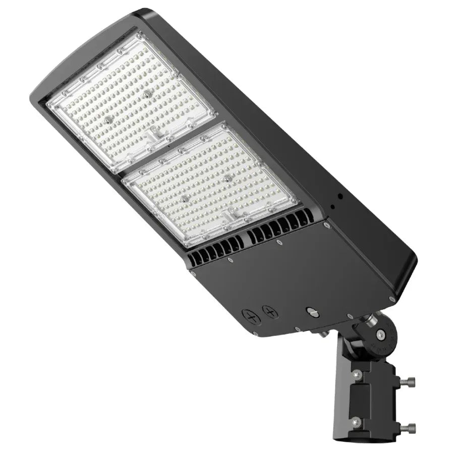 300W LED Parking Lot Light, 1000W Metal Halide Equivalent, 40,500 Lumens, 5700K Cool White, Dimmable 1-10V, IP65 Waterproof, Bronze Housing, Shoebox Mount, Inbuild Photocell,Surge protector, DLC 5.1 Premium, 120-277V, 3-Year Warranty