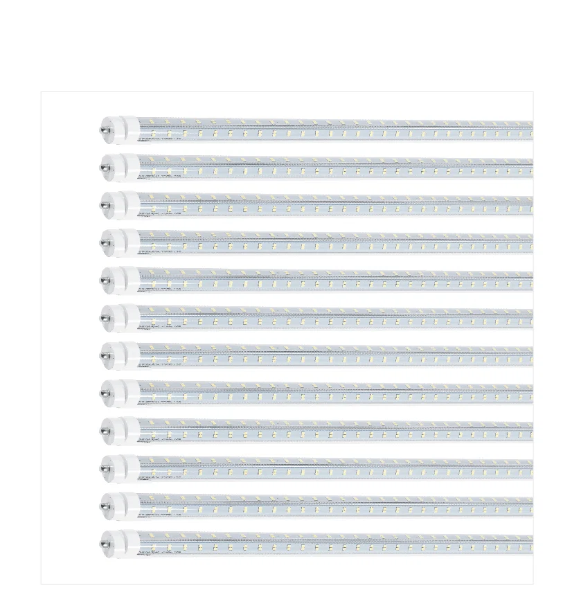 Super Bright V Shaped 8FT 270° Angle, 4 Row LEDs 80W 10800lm 6500K Cold White, 8 Foot FA8 Single Pin LED Tube Lights, T8 T10 T12 LED Tube Lights, Clear PC Cover, Dual-Ended Power AC100-277V