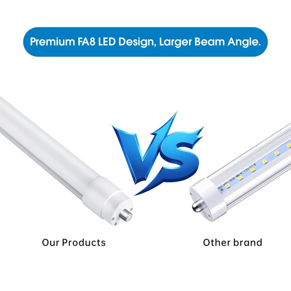 T8 8FT LED Tube Light, 8 Foot T8 LED Tube Light Single Pin FA8 Base, Ballast Bypass 50W 6750LM, 6500K Cool White, Frosted Cover (Replace 150W LED Fluorescent Bulbs) Dual-Ended Power AC100-277V