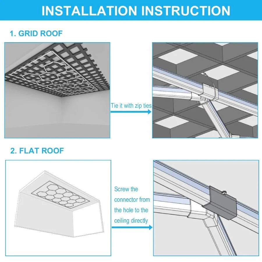 Hexagon Garage Light Higher Brightness 720W 93600 Lumens Hexagon Led Garage Light 6500K, 15 Hex Grid For Garage Shop, Basement, Car Detailing Shop With Mounting Clip, DIY Hexagon Garage Lighting