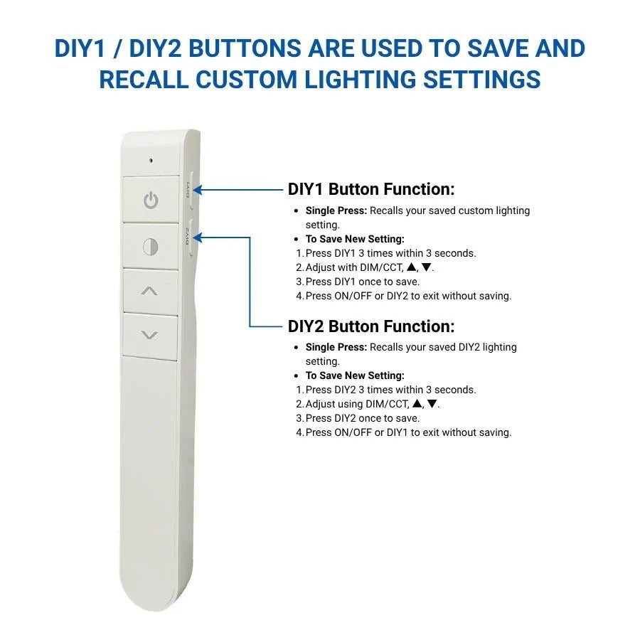 Remote RFBT12 - 2.4GHz RF Wireless Touch Remote with DIY Memory Keys - Supports Single Color & CCT - 30M Range, 2-in-1 Brightness & Color Temp Control, for LED Strip Lights