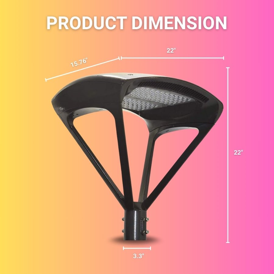 200W LED Outdoor Post Top Light Parking Lot Area Lights Plaza Lighting Garden Light Type IV Distribution 5000K Daylight 26000LM AC100-277V ETL DLC Lighting Facts