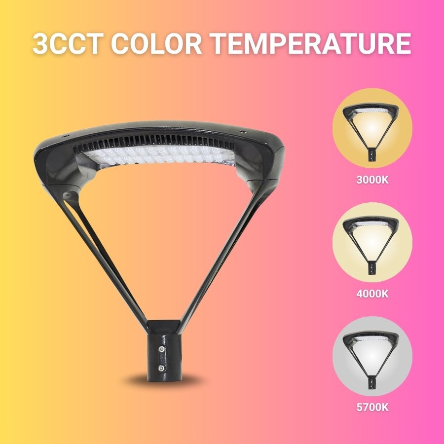 200W LED Outdoor Post Top Light Parking Lot Area Lights Plaza Lighting Garden Light Type IV Distribution 5000K Daylight 26000LM AC100-277V ETL DLC Lighting Facts
