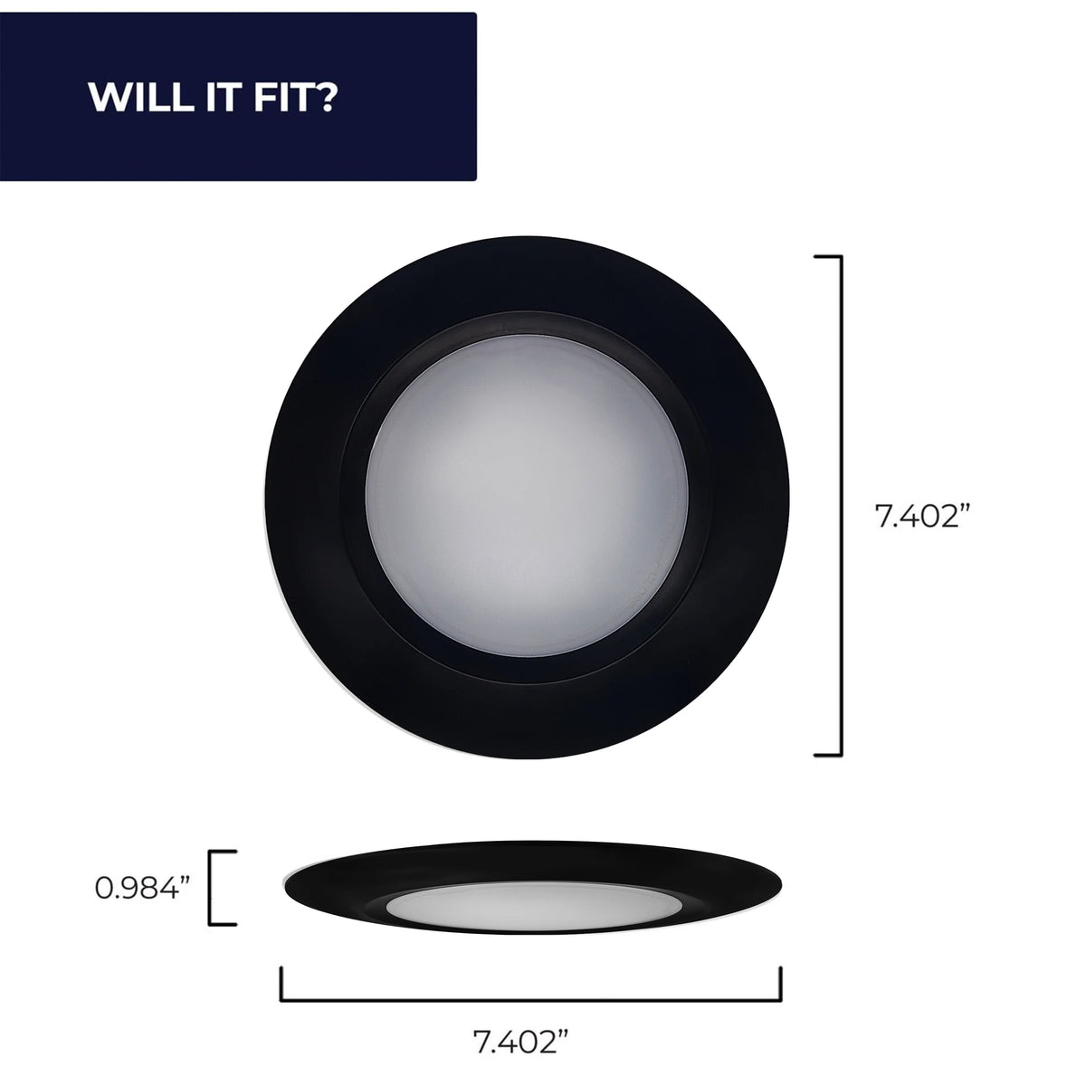 Bulbrite 7'' LED Disk Surface-Mount Light, 14W, 75W Equivalent, 3000K, E26 Adapter Base, Black Finish, Dimmable, 14-Pack, 1100 Lumens