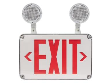 MaxLite Exit Emergency Combo, Thermoplastic, Red Letters