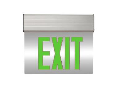 MaxLite Edgelit Exit, Green Letters, Silver view 2