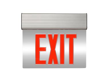 MaxLite Edgelit Exit, Red Letters, Silver view 2