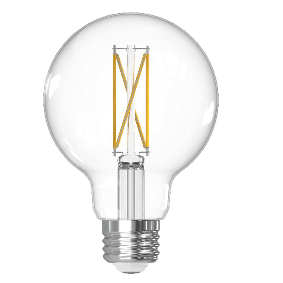 Bulbrite G25 Filament LED Light Bulb, 7.6W, 60W Equivalent, 2700K, E26 Base, Clear Finish, Dimmable, 4-Pack