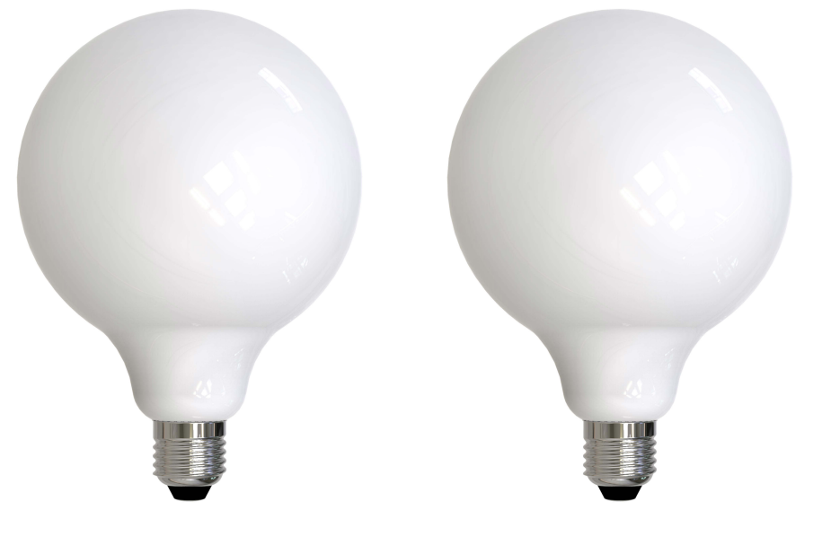 Bulbrite LED Filament Pack of (2) 5 Watt Dimmable G25 Light Bulb with Half White Glass Finish and Medium (E26) Base - 2700K (Warm White Light), 400 Lumens