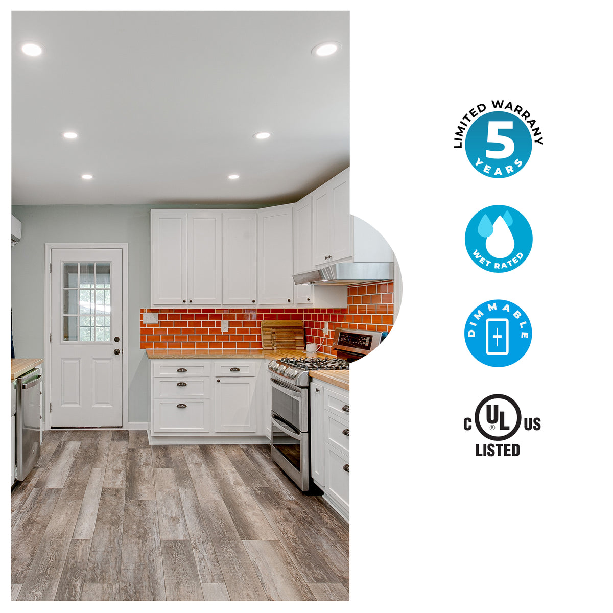 Bulbrite 12W LED 4" Round Recessed Downlight Fixture with Metal J – Box, 2700 Warm White Light, 1100 Lumens, 4-Pack