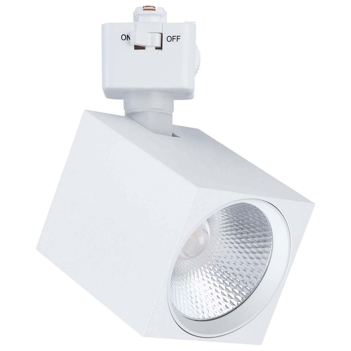 8 Watt LED Track Head - 2700K/3000K/3500K/4000K/5000K CCT Selectable - Dim to Warm - J Style - 36 Degree Beam Angle - 120 Volt - White - Square