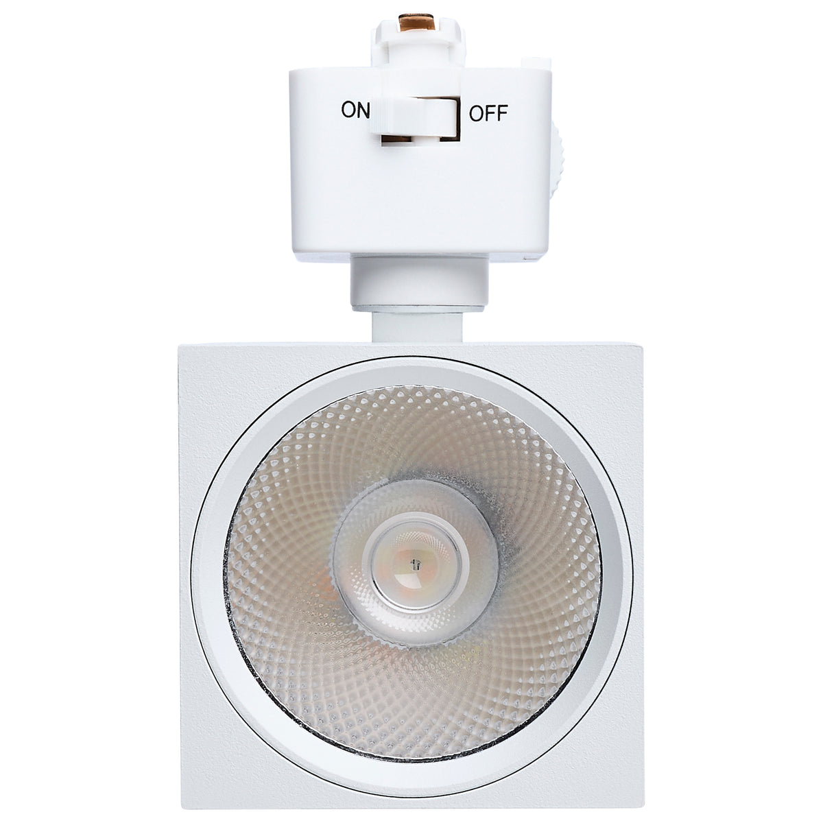 8 Watt LED Track Head - 2700K/3000K/3500K/4000K/5000K CCT Selectable - Dim to Warm - J Style - 36 Degree Beam Angle - 120 Volt - White - Square
