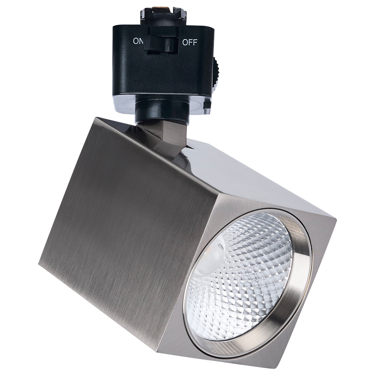 8 Watt LED Track Head - 2700K/3000K/3500K/4000K/5000K CCT Selectable - Dim to Warm - J Style - 36 Degree Beam Angle - 120 Volt - Brushed Nickel - Square