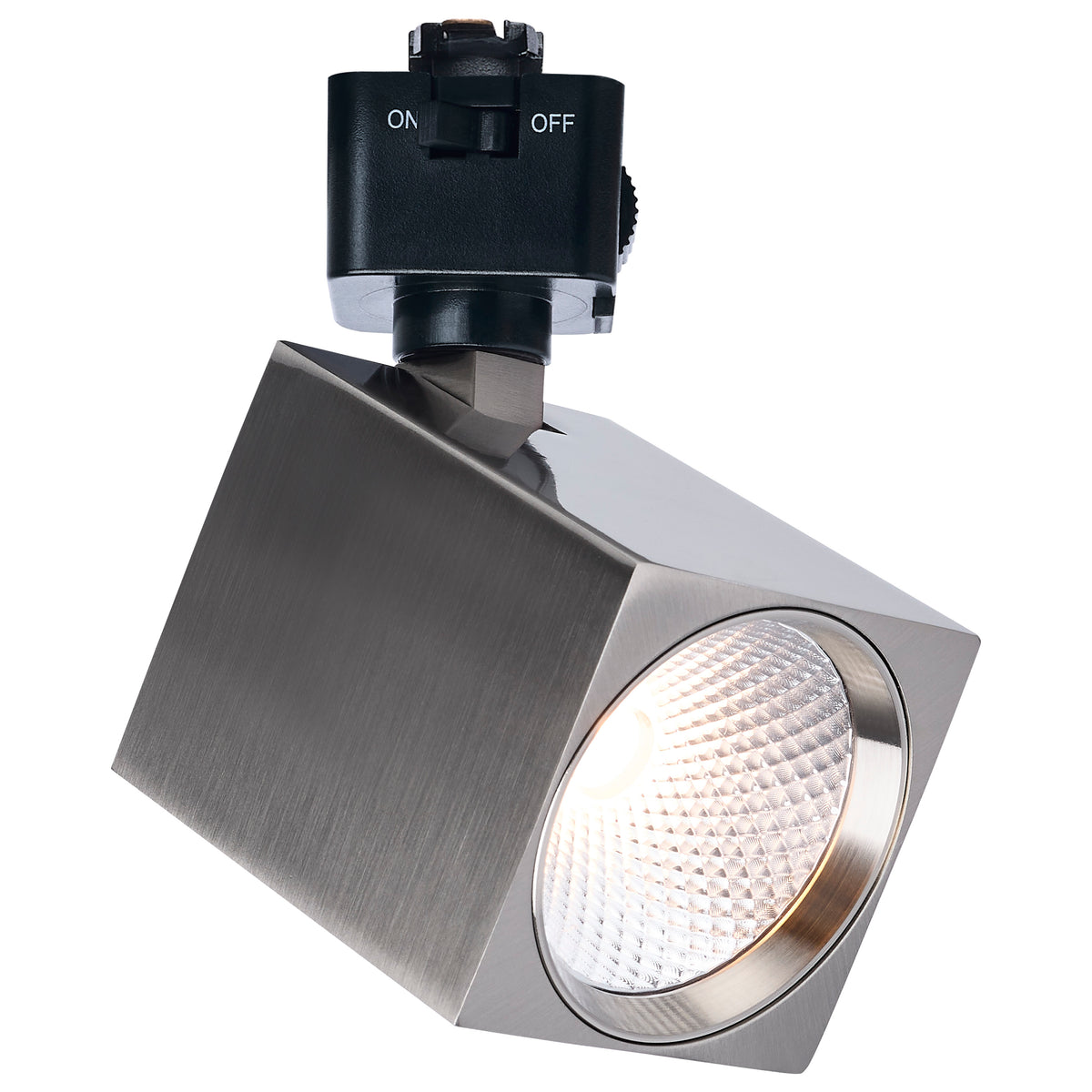 8 Watt LED Track Head - 2700K/3000K/3500K/4000K/5000K CCT Selectable - Dim to Warm - J Style - 36 Degree Beam Angle - 120 Volt - Brushed Nickel - Square