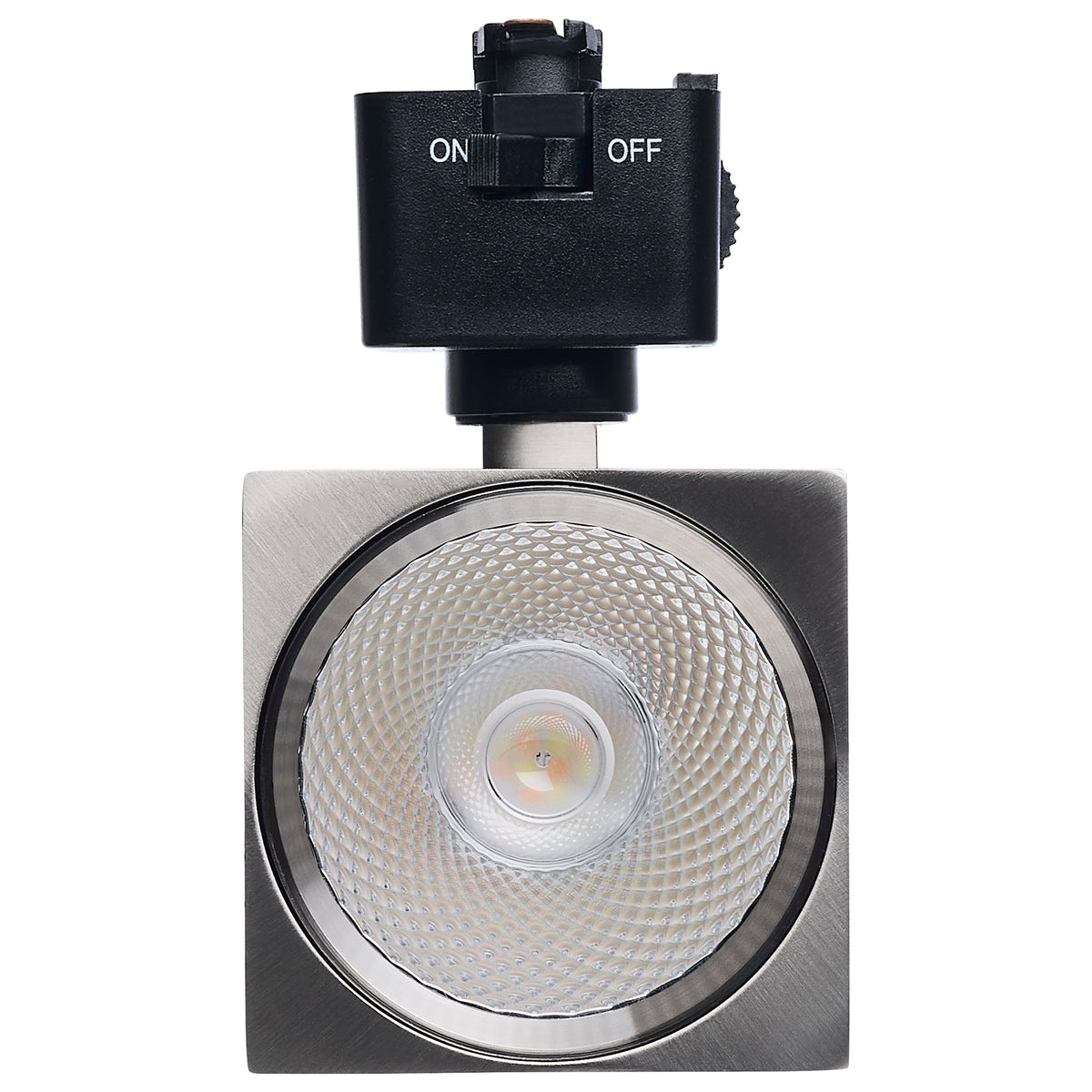 8 Watt LED Track Head - 2700K/3000K/3500K/4000K/5000K CCT Selectable - Dim to Warm - J Style - 36 Degree Beam Angle - 120 Volt - Brushed Nickel - Square