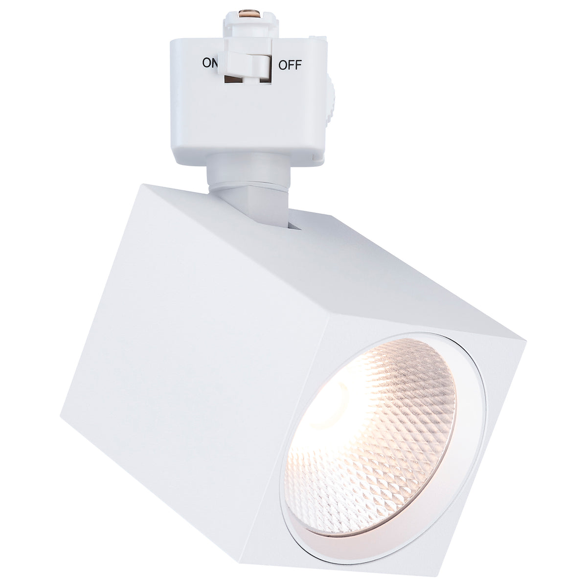 8 Watt LED Track Head - 2700K/3000K/3500K/4000K/5000K CCT Selectable - Dim to Warm - J Style - 48 Degree Beam Angle - 120 Volt - White - Square