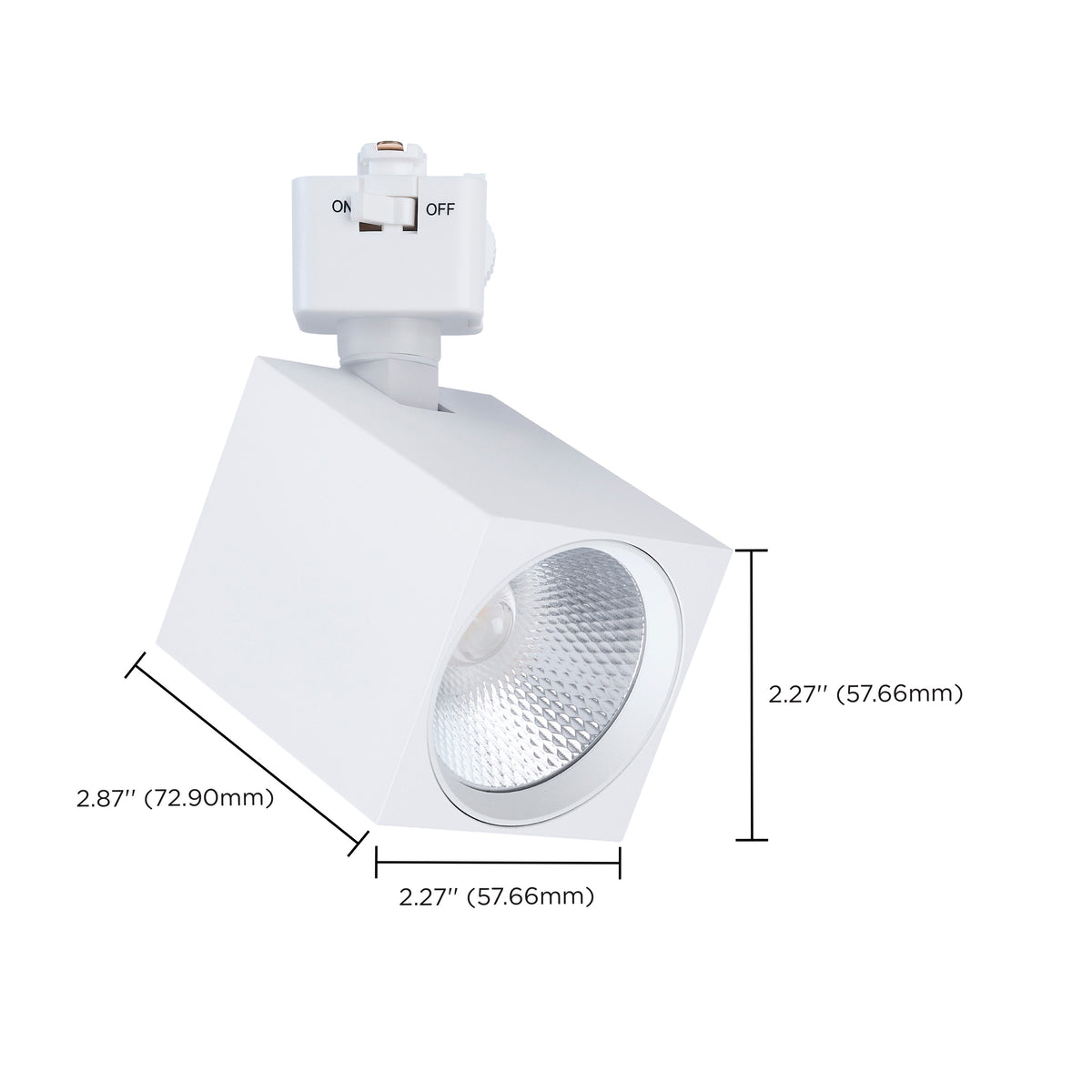 8 Watt LED Track Head - 2700K/3000K/3500K/4000K/5000K CCT Selectable - Dim to Warm - J Style - 48 Degree Beam Angle - 120 Volt - White - Square