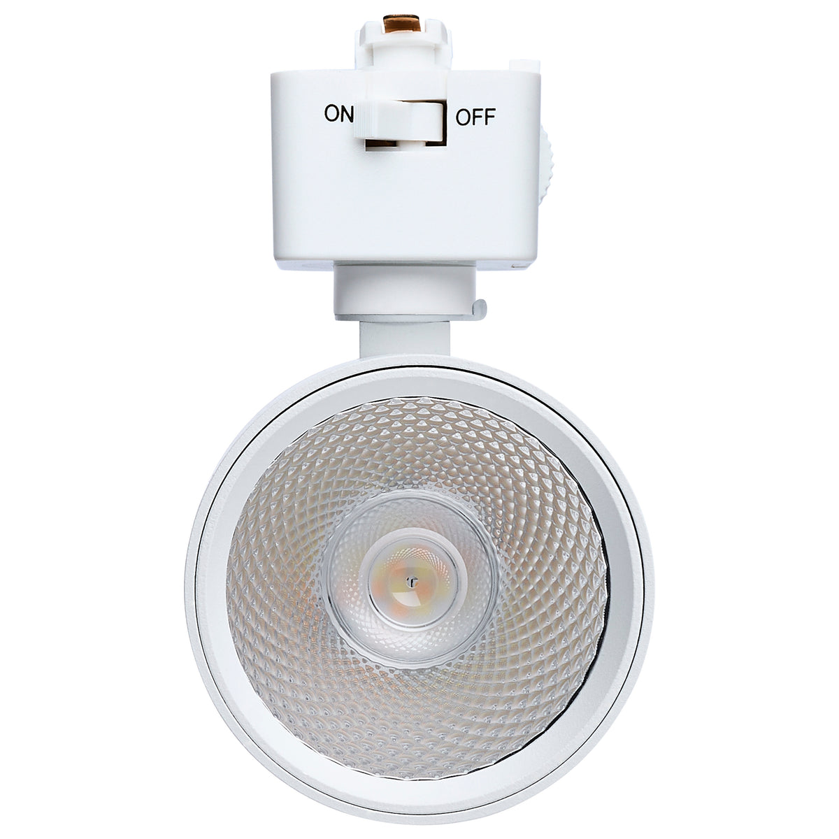 8 Watt LED Track Head - 2700K/3000K/3500K/4000K/5000K CCT Selectable - Dim to Warm - J Style - 36 Degree Beam Angle - 120 Volt - White - Round