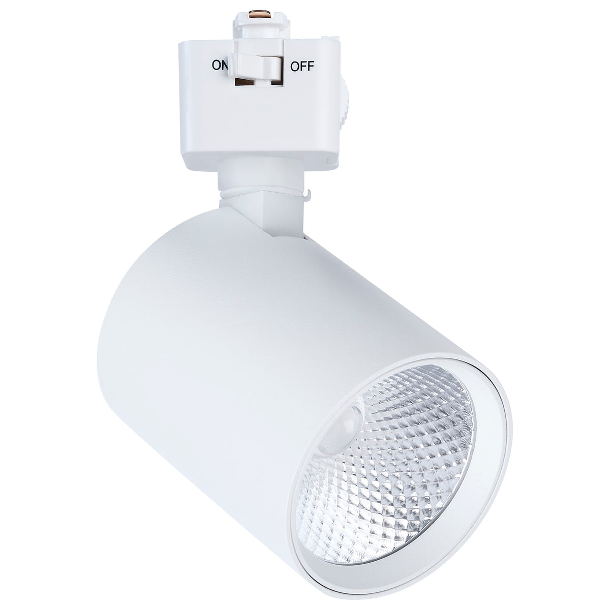 8 Watt LED Track Head - 2700K/3000K/3500K/4000K/5000K CCT Selectable - Dim to Warm - J Style - 48 Degree Beam Angle - 120 Volt - White - Round