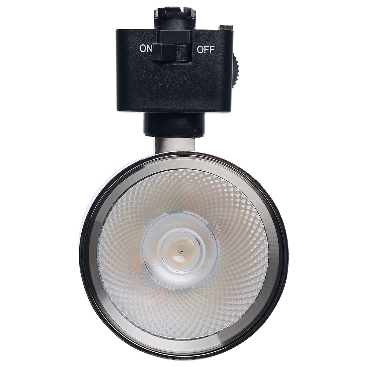 8 Watt LED Track Head - 2700K/3000K/3500K/4000K/5000K CCT Selectable - Dim to Warm - J Style - 48 Degree Beam Angle - 120 Volt - Brushed Nickel - Round