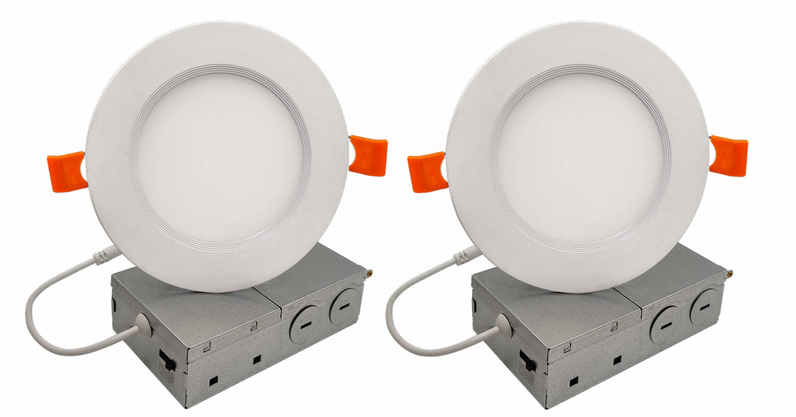14W LED 6" RECESSED DOWNLIGHT W/ METAL JBOX WHITE ROUND DIMMABLE 80CRI 3000K 120V-2PK