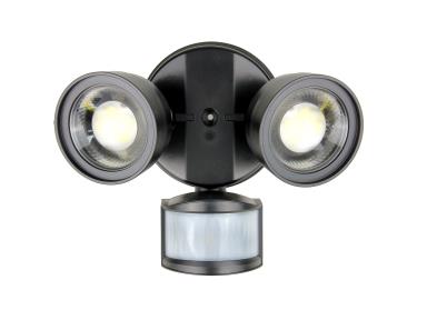MaxLite Security Light With Motion Sensor, Adjustable Beam 2 Head, Black
