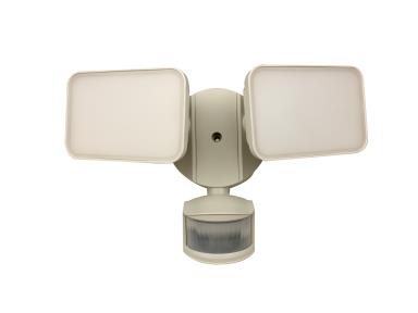 MaxLite 2 Head Security Light With Photocell And Pir Sensor, White Finish