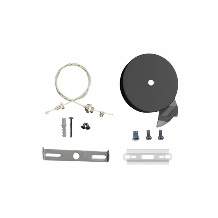 L-Max Gen 2 Non-Power Pendant/ Canopy Mount Kit Black Finish (NoFeed Canopy With Hardware. Includes Bolt Anchor). Includes 15Ft Steel Cable