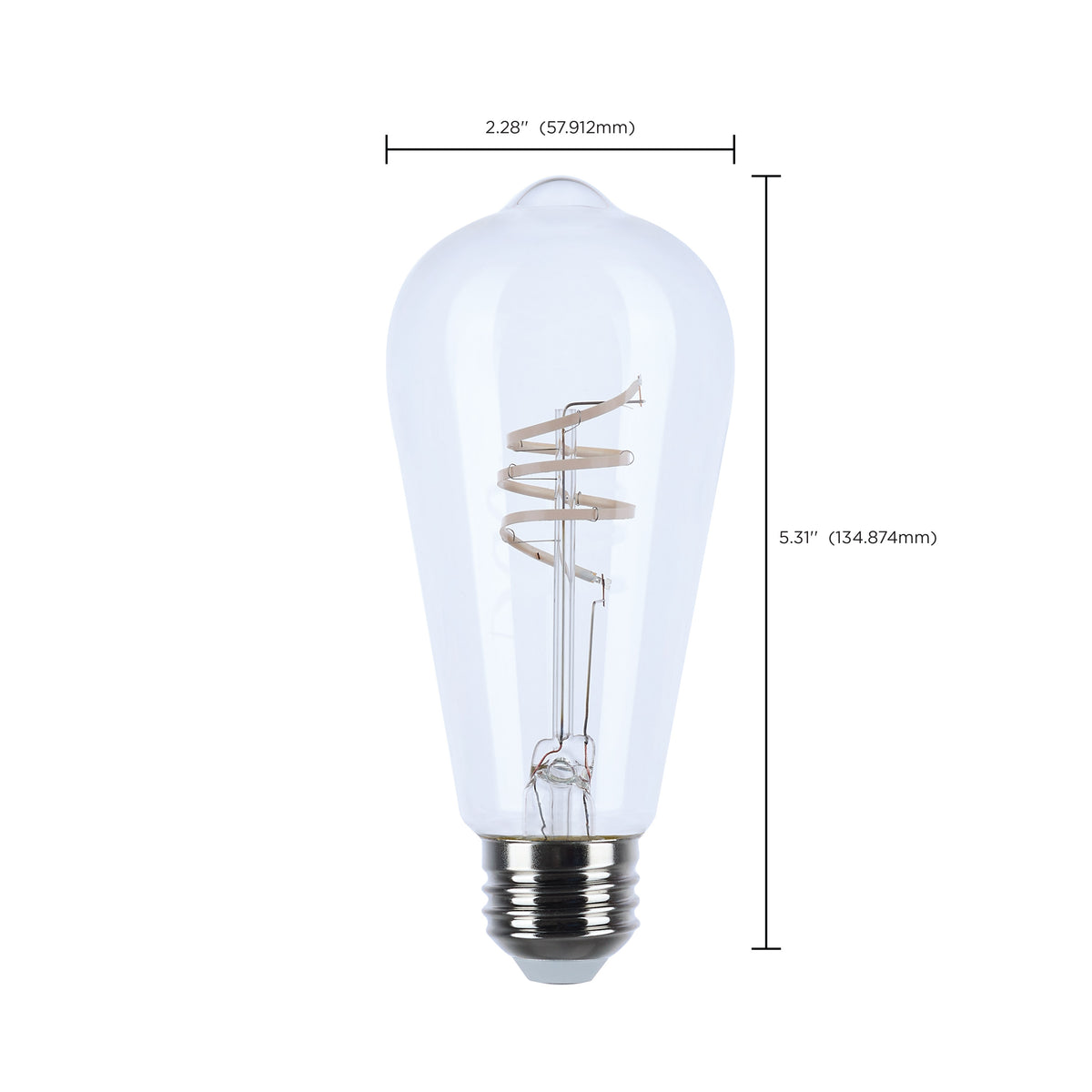 6 Watt LED - Reminiscent - Flex Gray Coil Filament - ST19 - Medium Base - 2700K CCT - Clear - 120 Volt