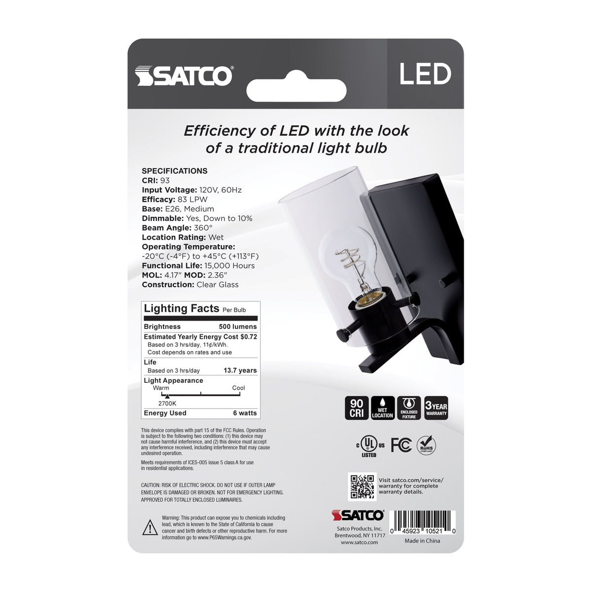 6 Watt LED - Reminiscent - Flex Gray Coil Filament - A19 - Medium Base - 2700K CCT - Clear - 120 Volt