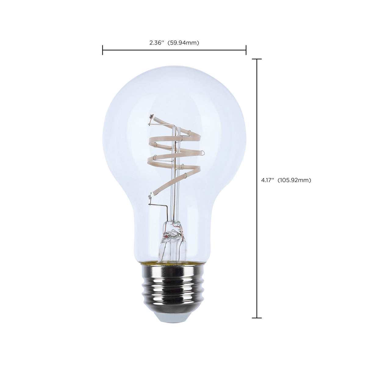 6 Watt LED - Reminiscent - Flex Gray Coil Filament - A19 - Medium Base - 2700K CCT - Clear - 120 Volt
