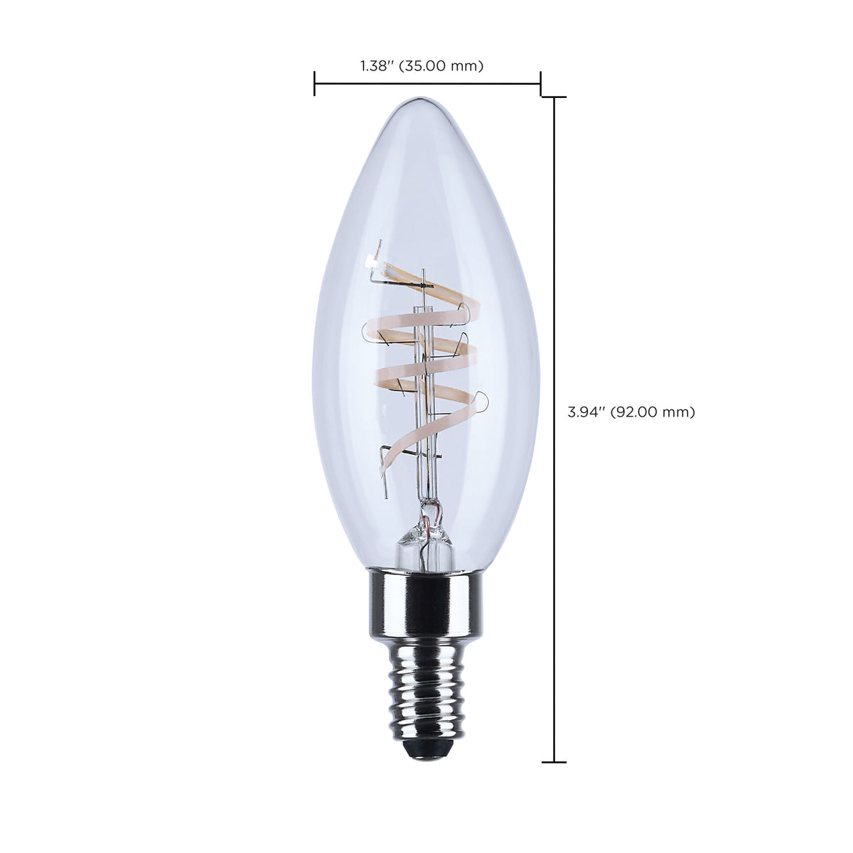 4 Watt B11 LED - Reminiscent - Flex Gray Coil Filament - E12 Base - 2700K - 120 Volt - 2 Pack