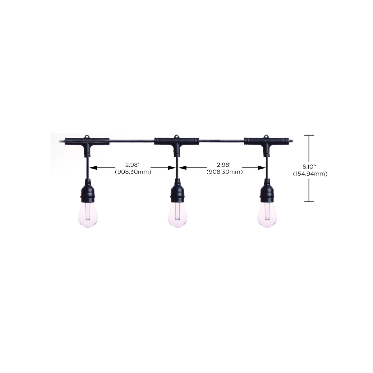 Starfish - 48 Foot LED String Light - 15-S14 Lamps - IOT - RGBTW - Black - 120 Volt