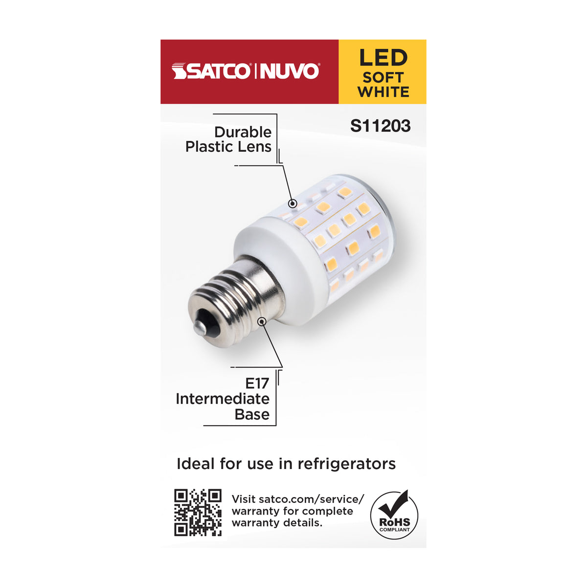 3.5 Watt T14 LED - 3000K CCT - Clear - E17 Base - Dimmable - 120 Volt