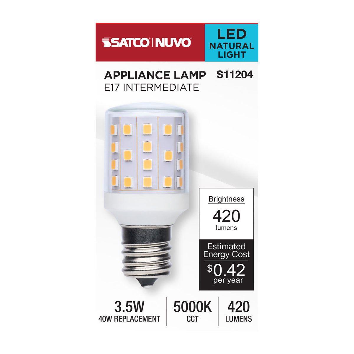3.5 Watt T14 LED - 5000K CCT - Clear - E17 Base - Dimmable - 120 Volt