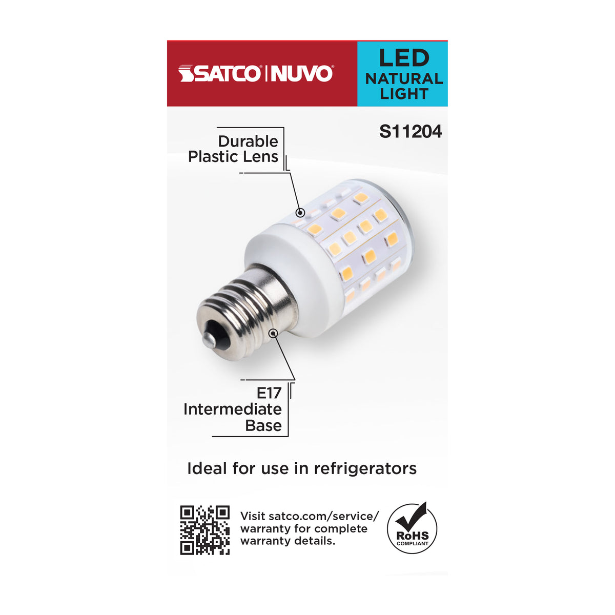 3.5 Watt T14 LED - 5000K CCT - Clear - E17 Base - Dimmable - 120 Volt