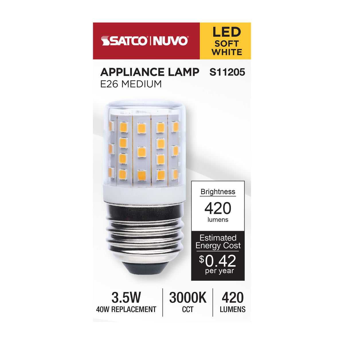 3.5 Watt T14 LED - 3000K CCT - Clear - E26 Base - 120-240 Volt