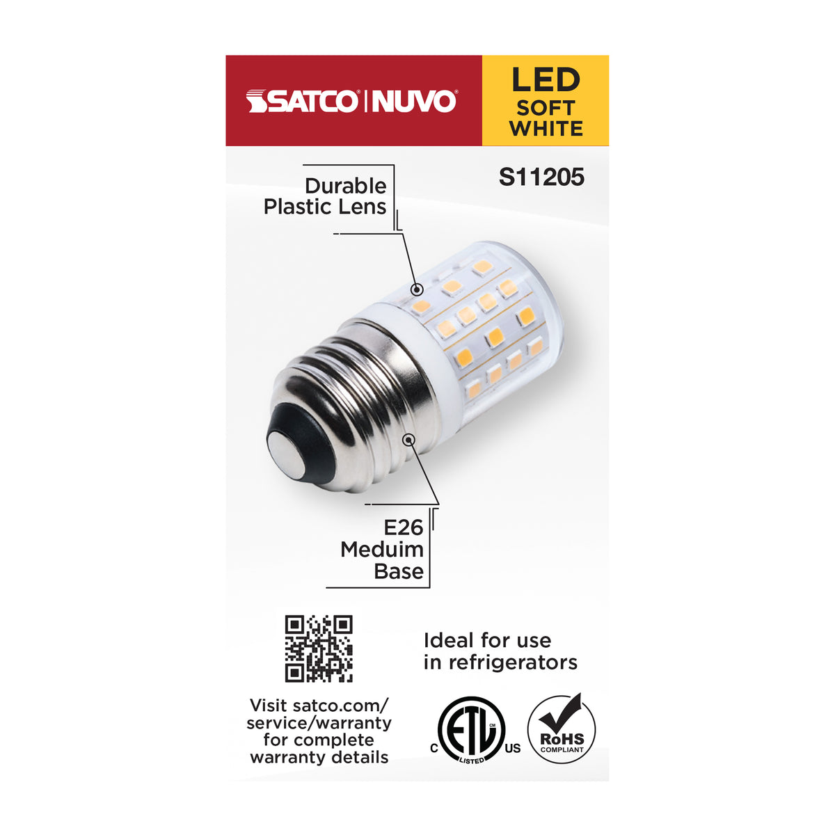3.5 Watt T14 LED - 3000K CCT - Clear - E26 Base - 120-240 Volt