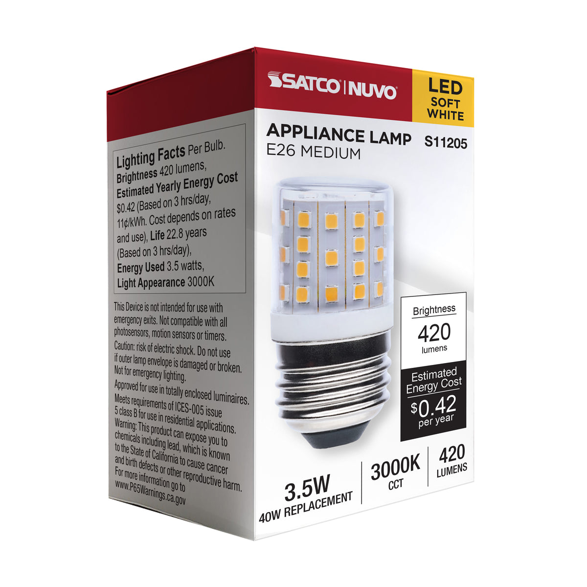 3.5 Watt T14 LED - 3000K CCT - Clear - E26 Base - 120-240 Volt