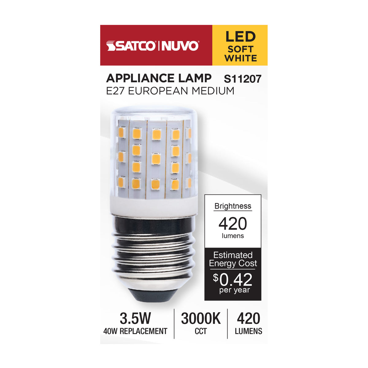 3.5 Watt T14 LED - 3000K CCT - Clear - E27 Base - 120-240 Volt