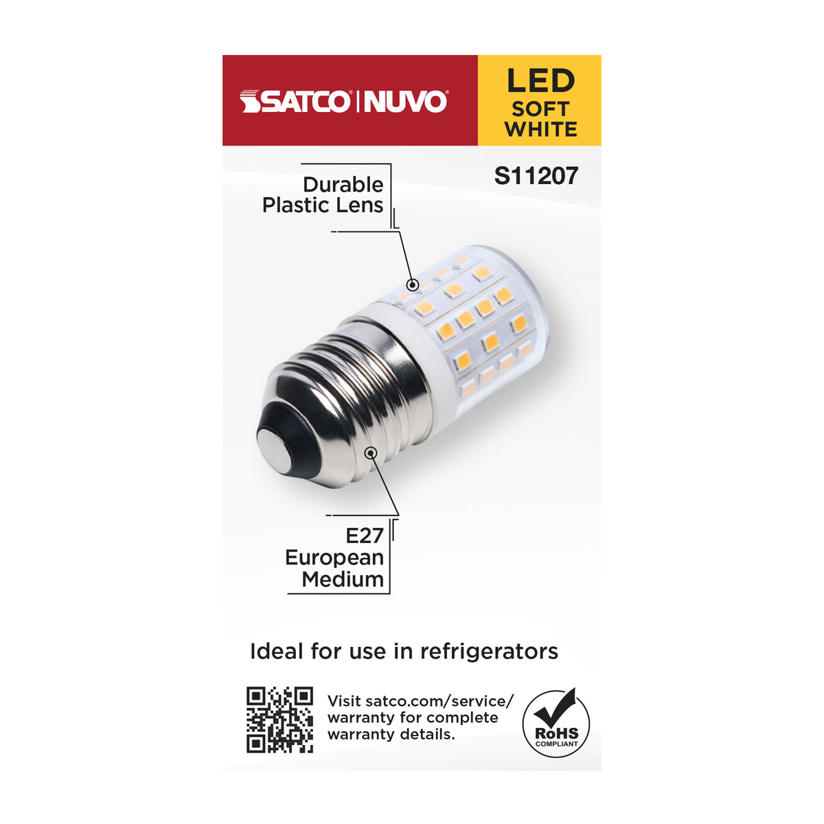 3.5 Watt T14 LED - 3000K CCT - Clear - E27 Base - 120-240 Volt