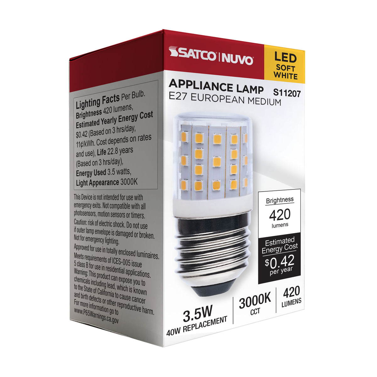 3.5 Watt T14 LED - 3000K CCT - Clear - E27 Base - 120-240 Volt