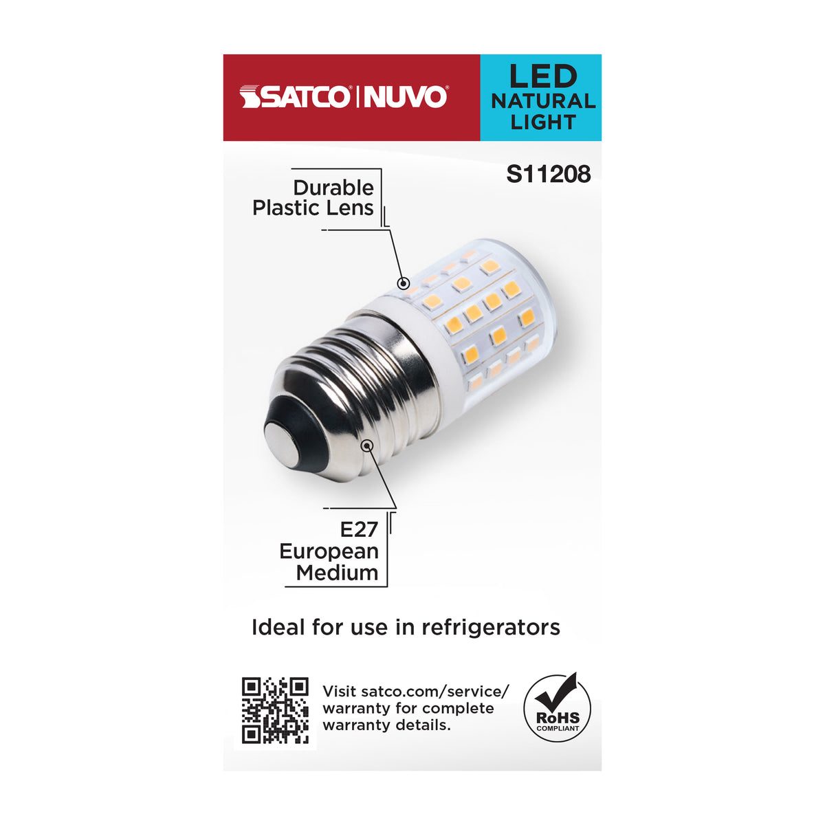 3.5 Watt T14 LED - 5000K CCT - Clear - E27 Base - 120-240 Volt