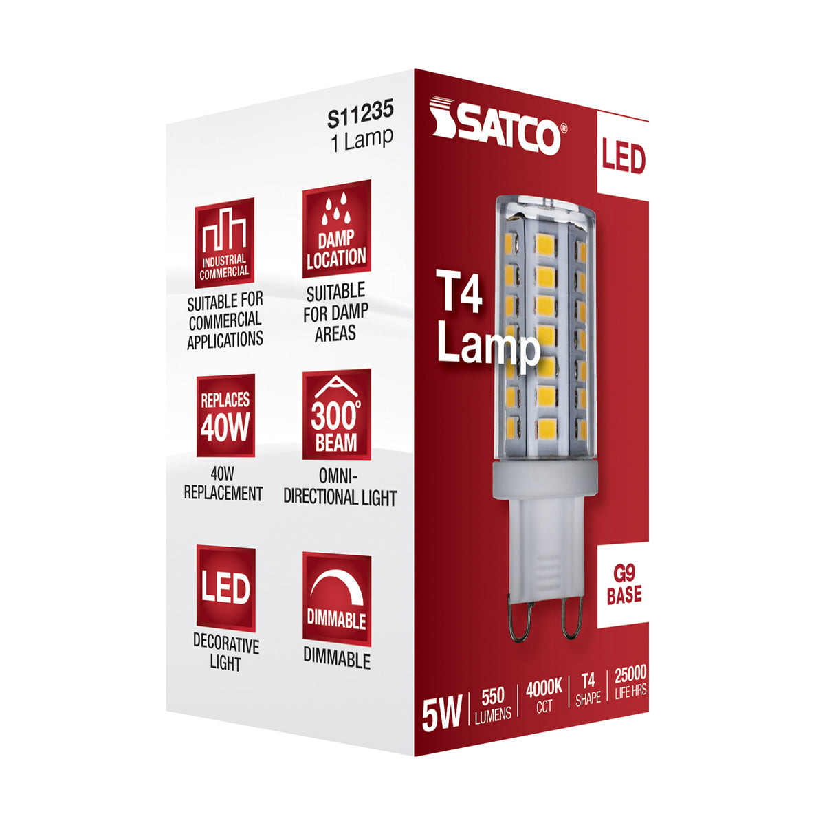 5 Watt - JCD LED - Clear - 4000K - G9 Base - 120 Volt