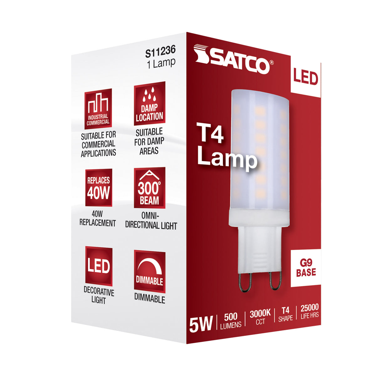 5 Watt - JCD LED - Frost - 3000K - G9 Base - 120 Volt